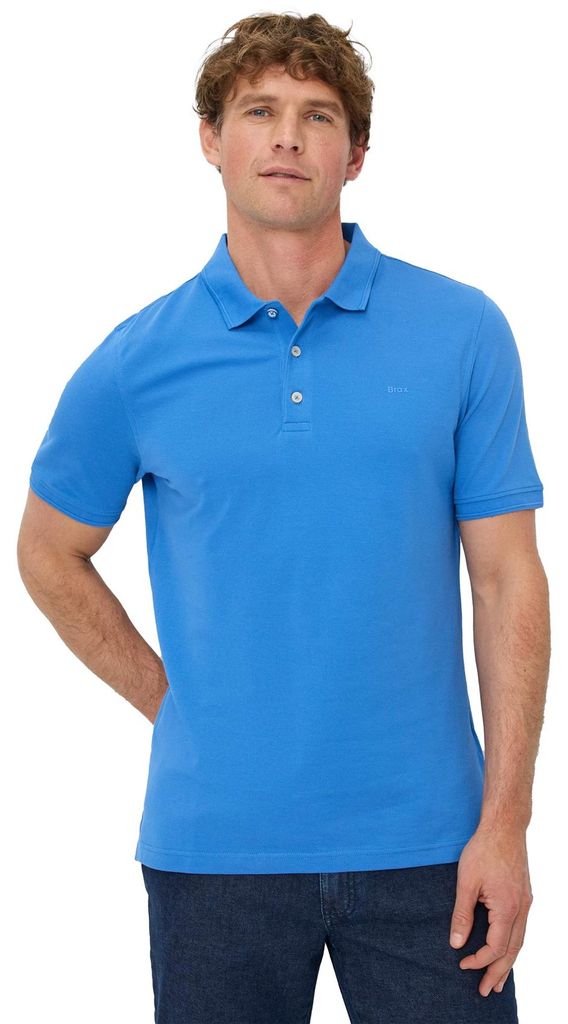 Brax Poloshirt blau kurzarm normale Passform