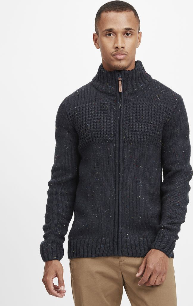 INDICODE IDBergen Herren Strickjacke Cardigan Grobstrick mit Stehkragen