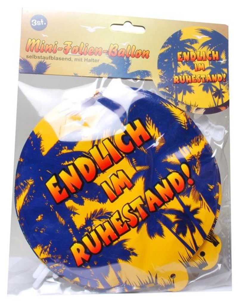 Deko Geschenk Ballon "Ruhestand", 3-tlg., selbstaufblasend