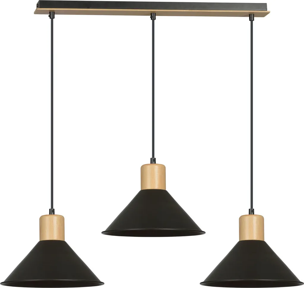 Lustre Emibig Rowen 3 Black 1044/3 - Suspension 3xE27 60W Noir Mat