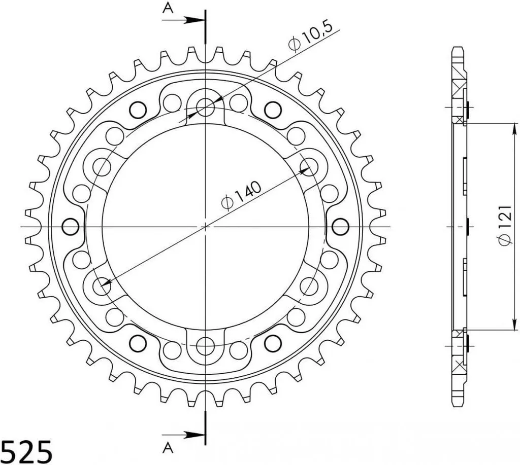 Pignon Moto 525 Supersprox Stealth 42Z Noir pour Kit Chaîne Renforcé