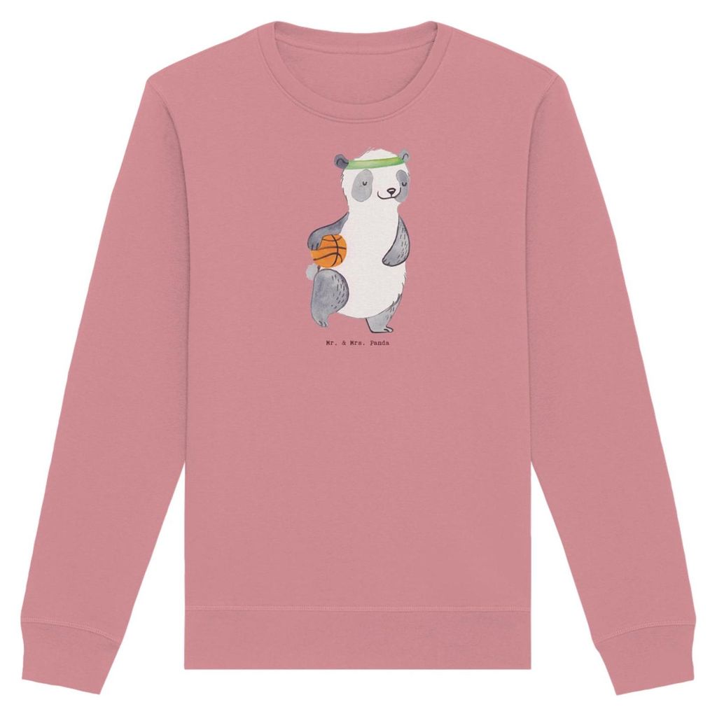 Mr. & Mrs. Panda Bio Baumwoll Pullover Panda Basketball Größe XS - Canyon Pink - Geschenk, Sweater, Pulli, Sweatshirt, Fair Fashion, Verein, Verb...