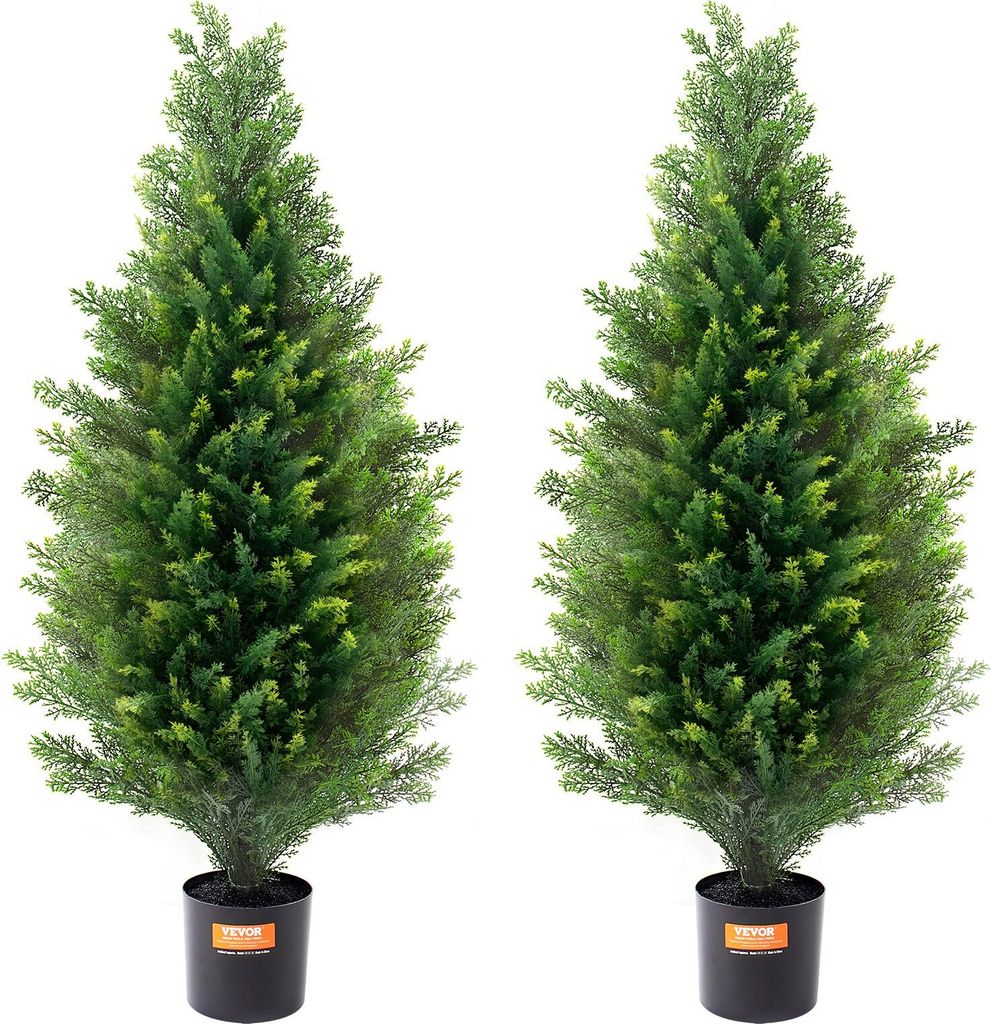 2er-Set Künstliche Zeder Formschnittbaum Kunstpflanzen PE Zypresse 91,4cm