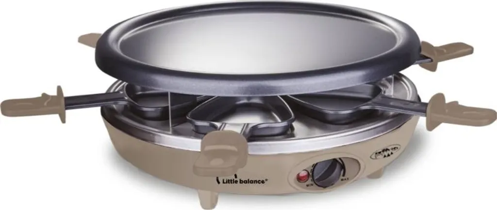 LITTLE BALANCE 8615 Raclette Duo Meuuh…!, Appareil à raclette 1/2 personnes, Grill amovible, 2 spatules + 2 planchettes, Sans PFAS, Antiadhésif, 320 W, Prune