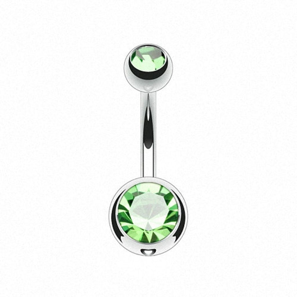 Taffstyle Bauchnabelpiercing Bauchnabelpiercing Banane Stecker Titan G23 mit Doppelkristall, Grün / 12mm / 8mm x 5mm