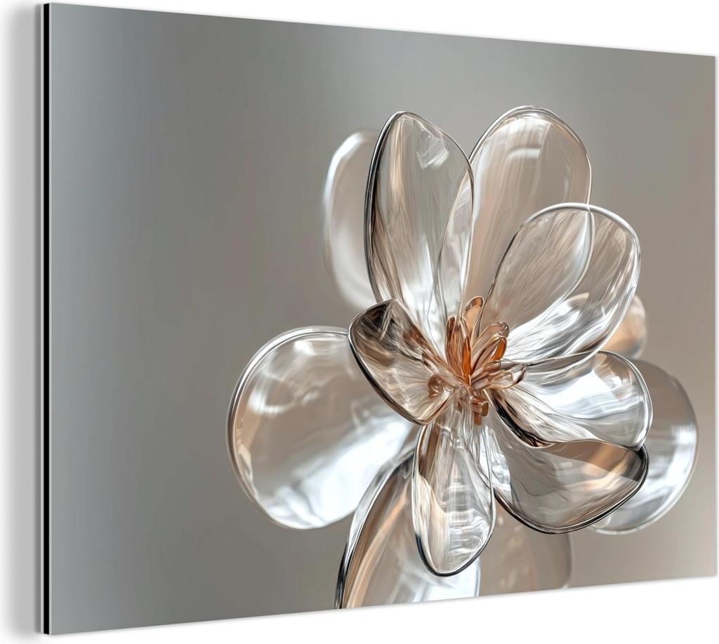 MuchoWow Wanddekoration Metall Metallbild Wandkunst 90x60 cm Blume - Gläser - Transluzent MuchoWow Aluminium Gemälde - Wandbilder