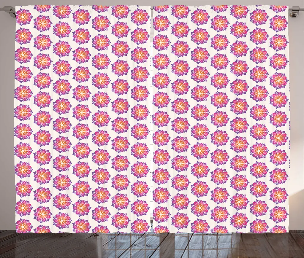 Grand Rideau Mandala Artistique Multicolore 280x225cm avec Attaches