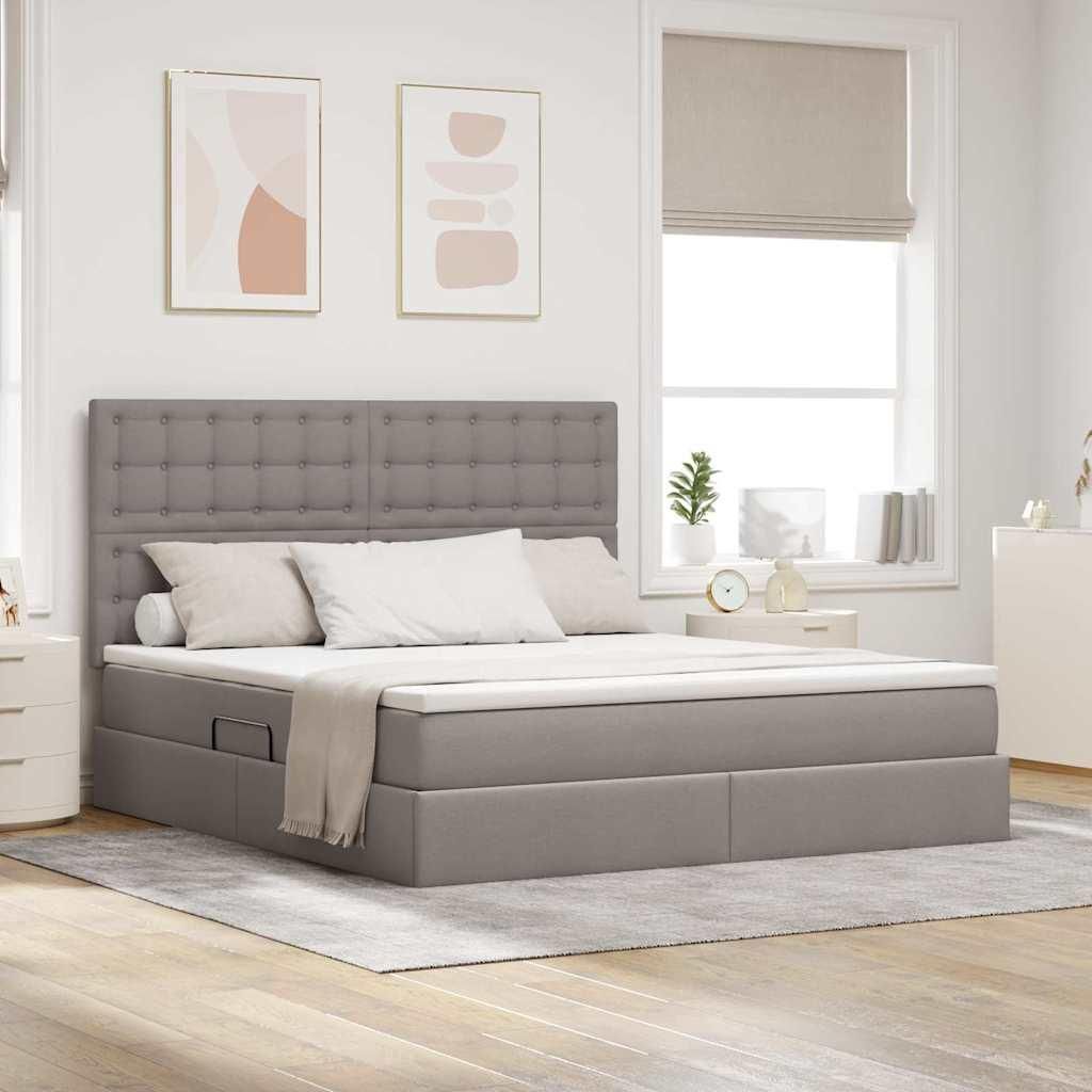 "Schlussverkauf" Doppelbett - Bettgestell 2 PLACES - mit Stauraum und LED - mit LED Taupe 160x200 cm Polyester C3963