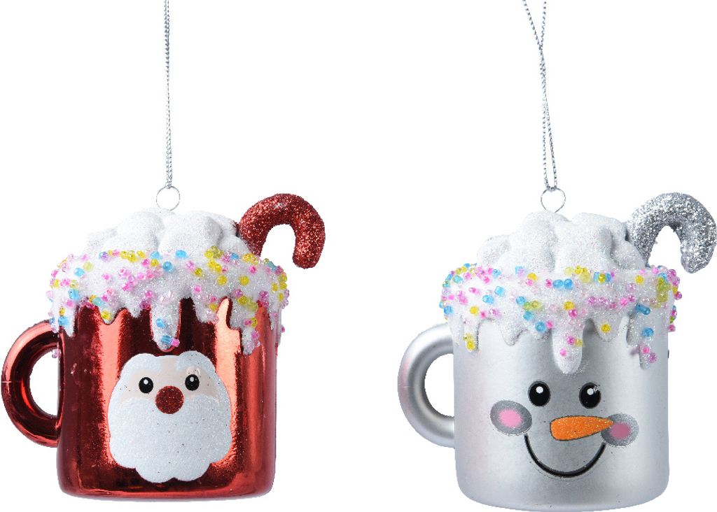 Christbaumschmuck Weihnachtstassen Kunststoff 8cm 1 Stück sortiert