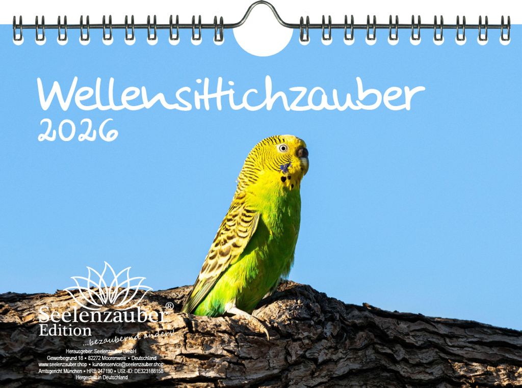 Wellensittichzauber DIN A5 Kalender für 2026 Wellensittiche - Seelenzauber