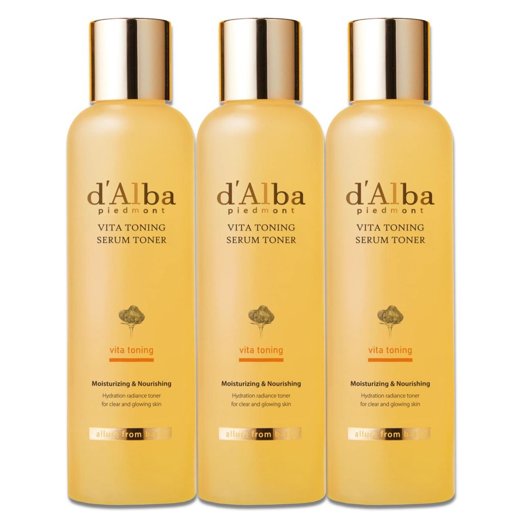 d'Alba Vita Toning Serum Toner Weißtrüffel Hautpflege Gesichts Feuchtigkeitspflege, 3x 180ml