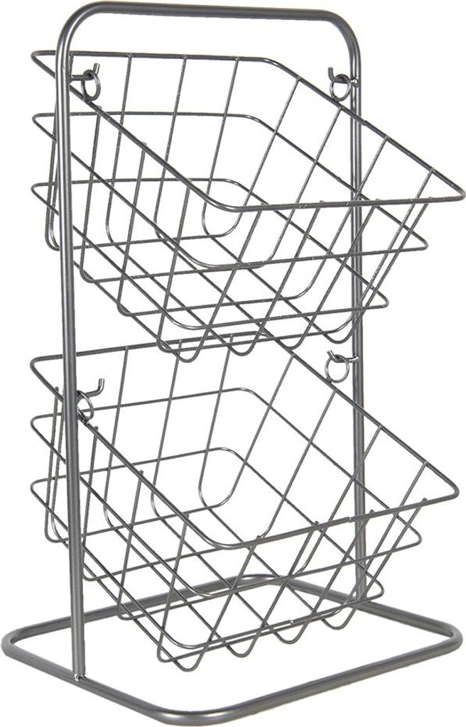 Clayre & Eef Korbregal 22x22x41 cm Grau Metall