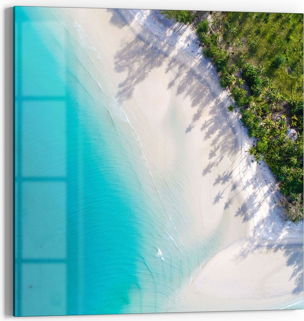 DEQORI Glasbild Echtglas 50x50 cm 'Paradies von oben' Wandbild Bild modern Deko