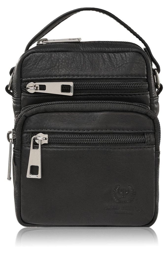 Kleine Leder-Umhängetasche für Herren schwarz Paolo Peruzzi T-133-BL