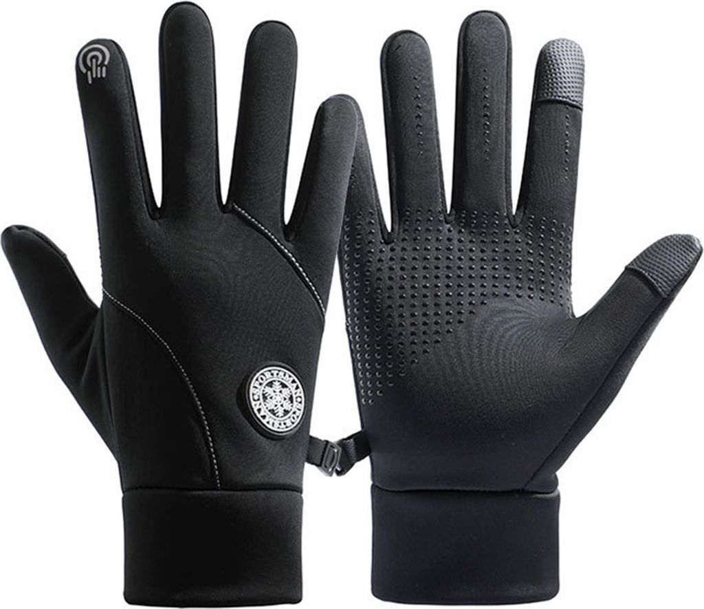 1 Paar Outdoor-Sport-Fahrradhandschuhe für Damen und Herren, Touchscreen, Vollfingerhandschuhe, winddicht, wasserdicht, verdicktes Plüschfutter, ...