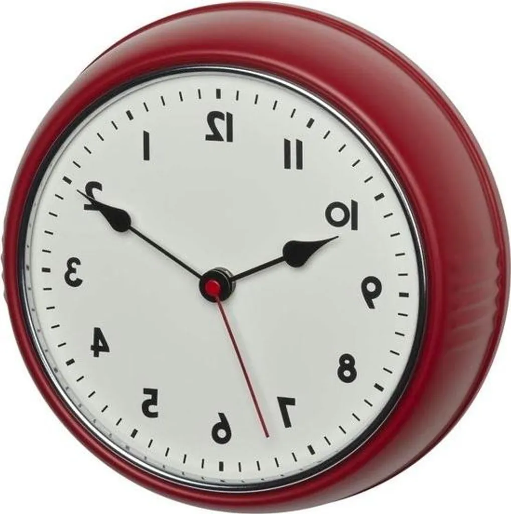 Horloge de salon rétro rouge métal 24cm - Décoration murale style vintage