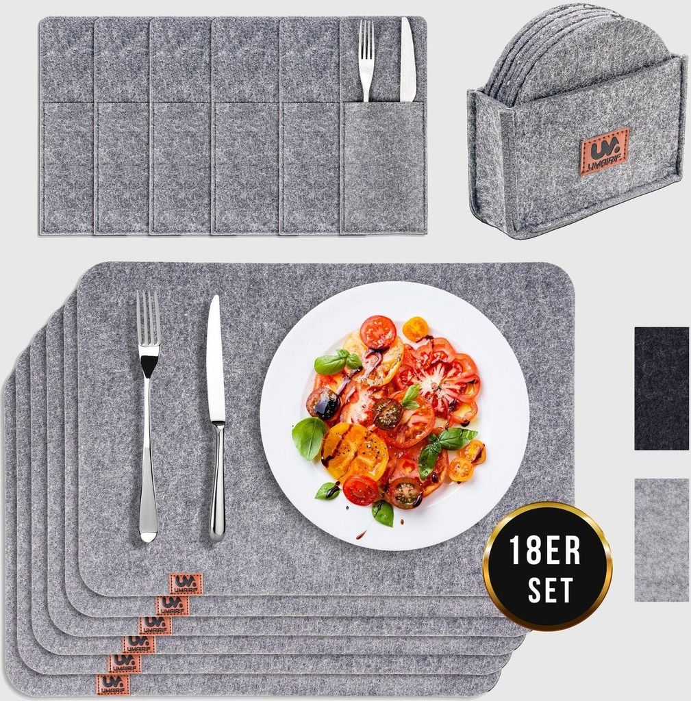 Rutschfeste Platzset abwaschbar aus Filz 18er Set,6 Produktbild 1