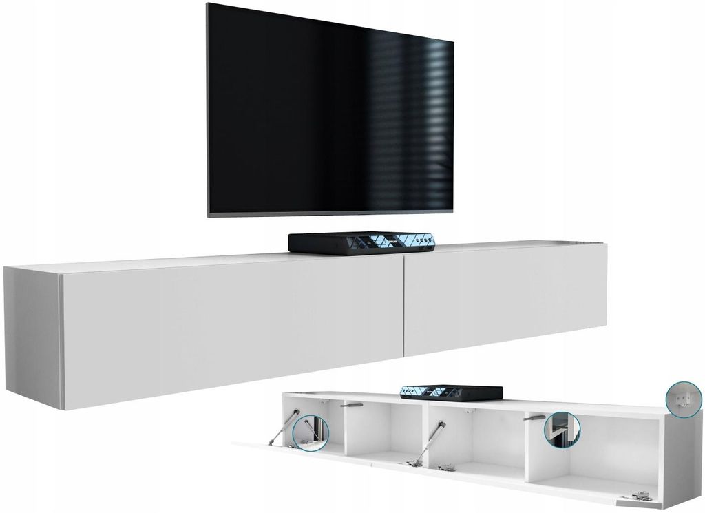 Hängende RTV-Schränke für Fernseher 200 moderne matte weiße Produktbild 