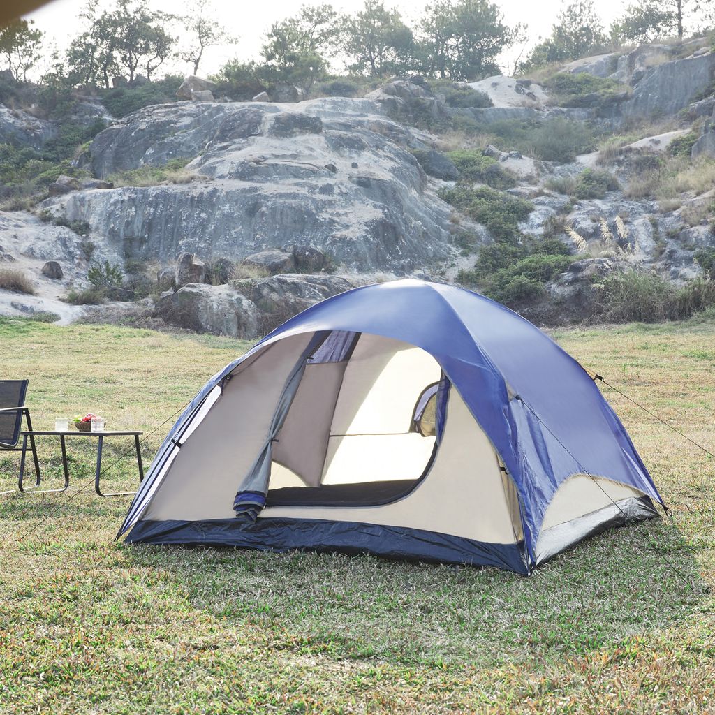 Campingzelt 'Bergeijk' Kuppelzelt 213x213x130cm Blau/Beige Produktbild 