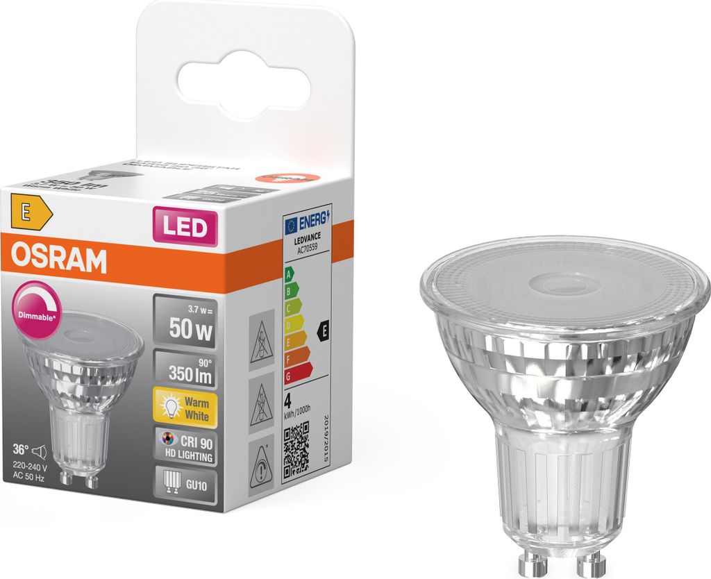 Osram 4099854457487, 3,7 W, 50 W, GU10, 350 lm, 15000 h, Obrázok produktu 