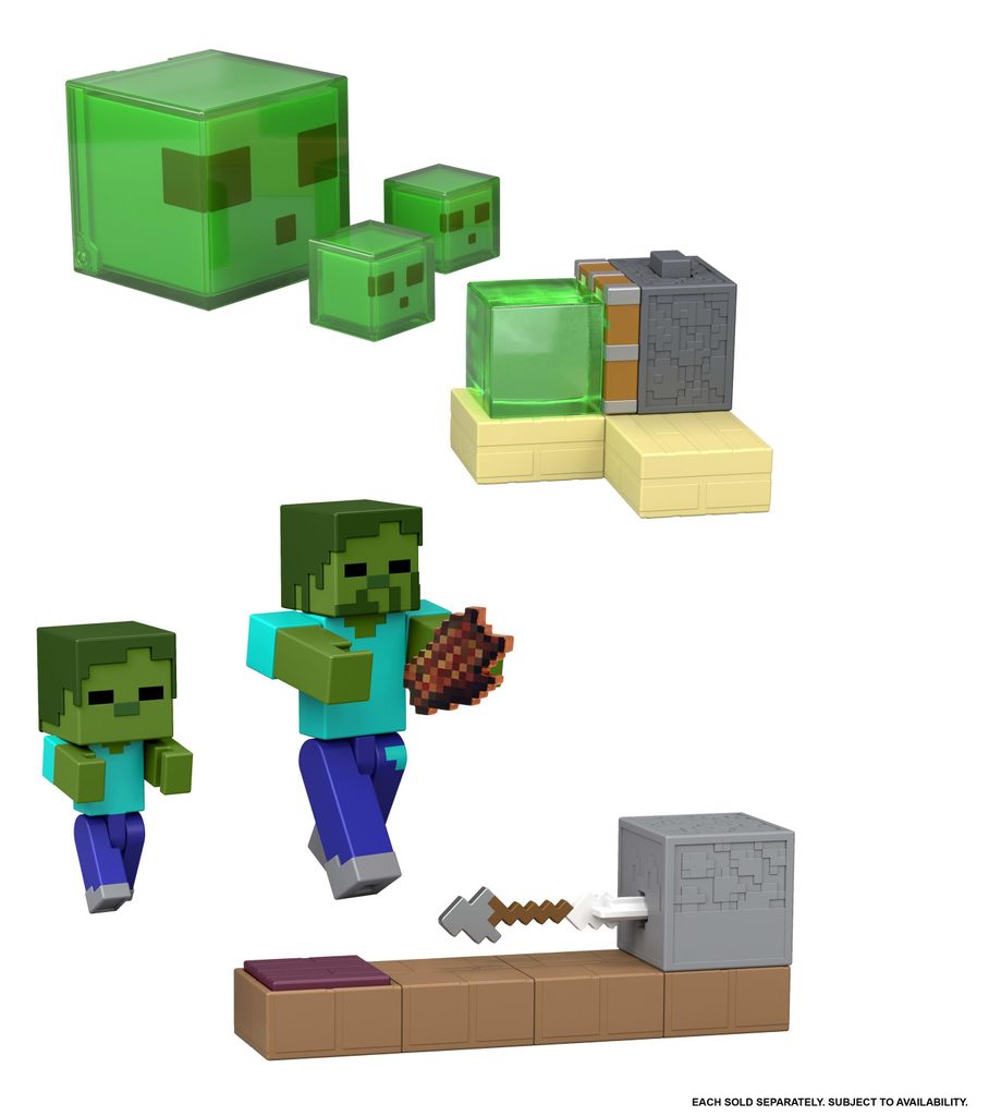 Mattel Minecraft Actionfigur Redstone Charged Sticky Piston Trap grün