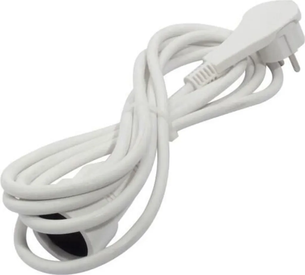 Cavo Prolunga 3m 16A Spina Piatta HO5VVF 3x1.5mm² Bianco Professionale