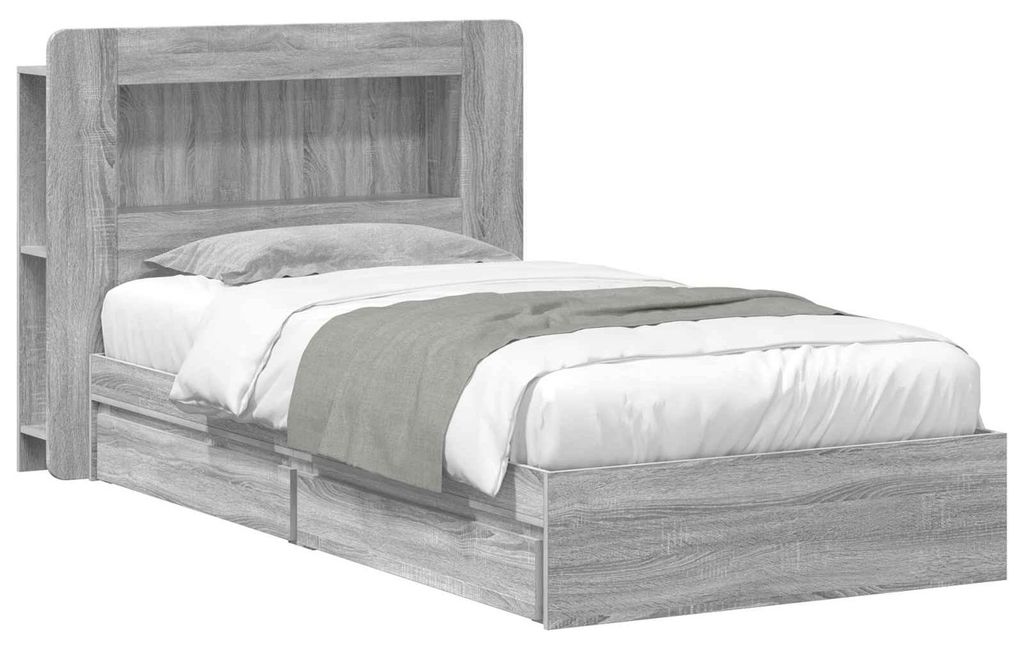 Bettgestell mit Stauraum Grau Sonoma 100 x 200 cm Holzwerkstoff