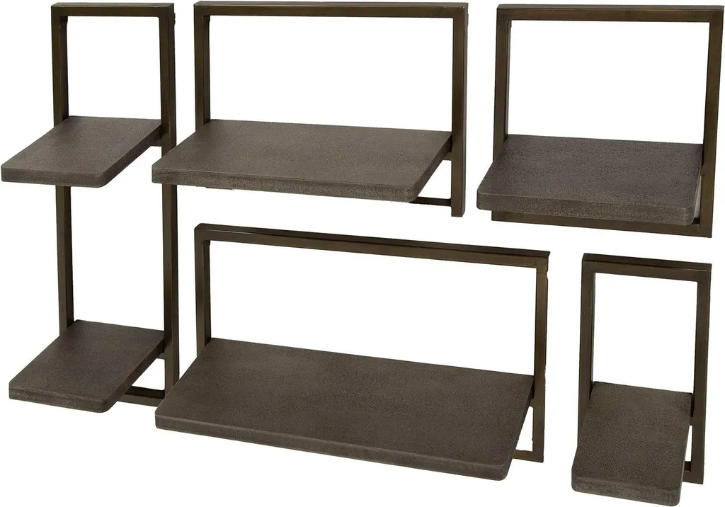 Mensole Ferro 3D Bronzo Antico Set 5 Pezzi - Arredo Parete Luxury