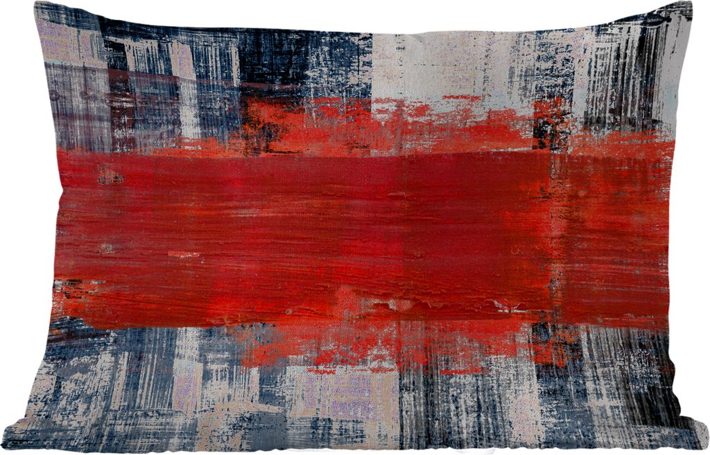 MuchoWow Outdoor Kissen - Gemälde - Abstrakt - Rot - Öl - 50x30 cm - Wetterfest - Lounge Kissen - Sofa kissen - Wohnzimmer Dekoration