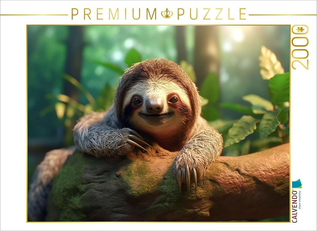 CALVENDO Puzzle Faultier auf einem Baum | 2000 Teile Lege-Größe 90x67cm Foto-Puzzle für glückliche Stunden