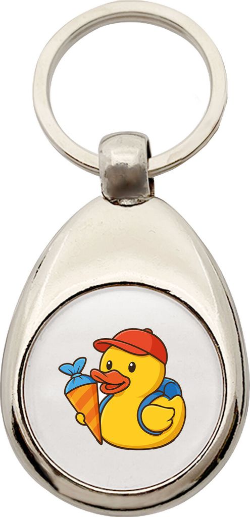 Huuraa Schlüsselanhänger Quietscheente Einschulung Gummiente Schulanfang Geschenk Metall Einkaufswagenchip Quietscheente Einschulung Geschenkidee
