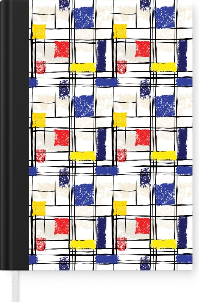 MuchoWow Notizbuch Tagebuch Haushaltsbuch Notebook A5 Mondrian - Gelb - Rot - Blau - Notizblock - Notizheft - Notebook - Schreibblock - Papier