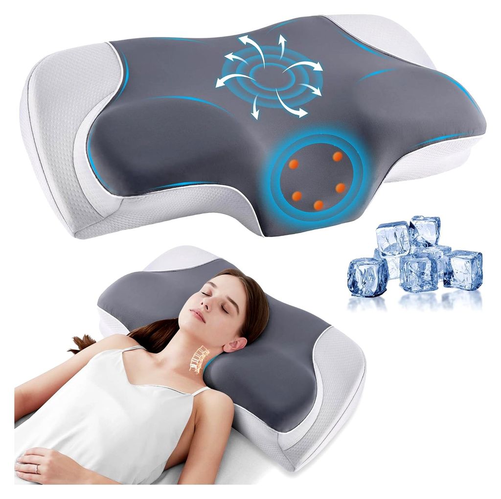 Ergonomisches Nackenkissen aus Memory-Schaum für Seiten-, Rücken- und Bauchschläfer