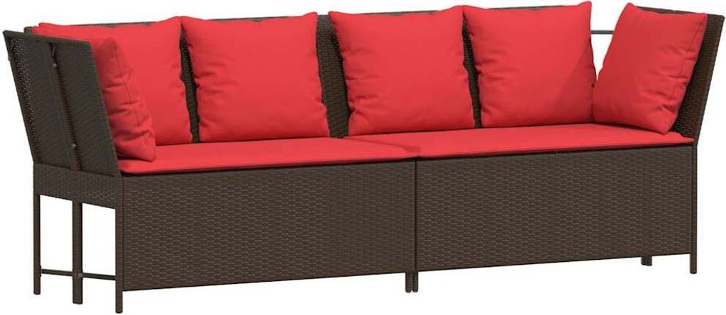 (Robust Möbel) Gartensofa - Balkonmöbel/Loungeset - elegantes Design - mit Kissen Braun Poly Rattan - 233x68,5x87,5cm - Gartensofas DEMöbel9...