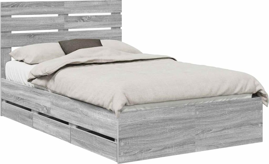 vidaXL Bettrahmen Graues Sonoma 120 x 200 cm Ingenieurs Holz