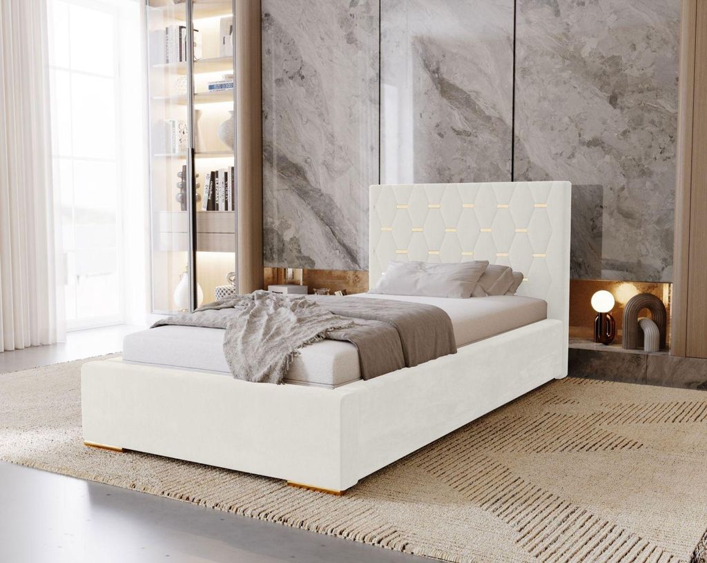 Einzelbett 90x200 mit Stauraum DANVILLE 1 - weiß