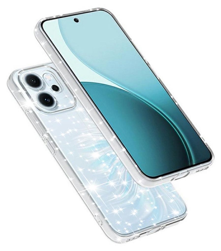 Techsuit - SparkleSkin Series trblietavý priehľadný obal pre Oppo Reno14 F / Reno14 FS 5G – transparentný
