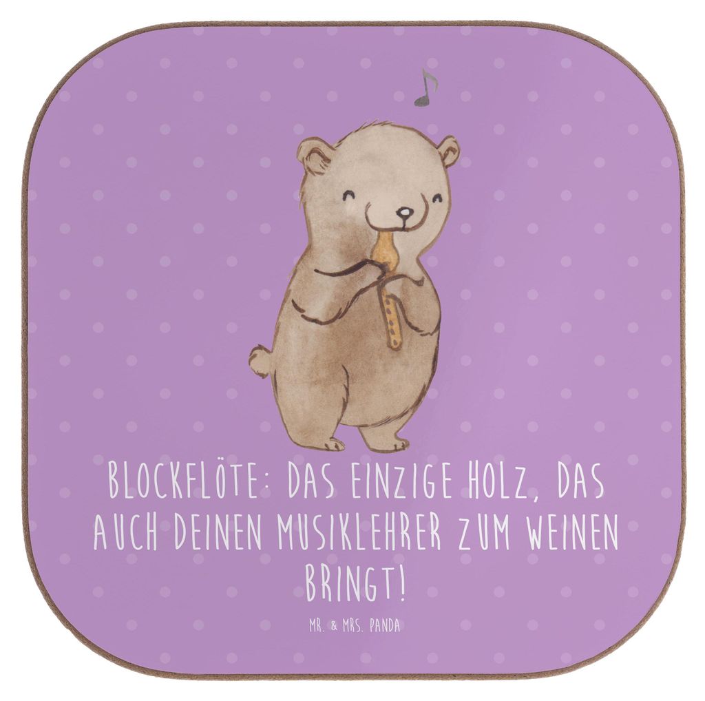 Mr. & Mrs. Panda Untersetzer für Gläser Blockflöte Humor - Lavendeltraum - Geschenk, Tassenuntersetzer, Musikschule, Altblockflöte, Getränkeun...