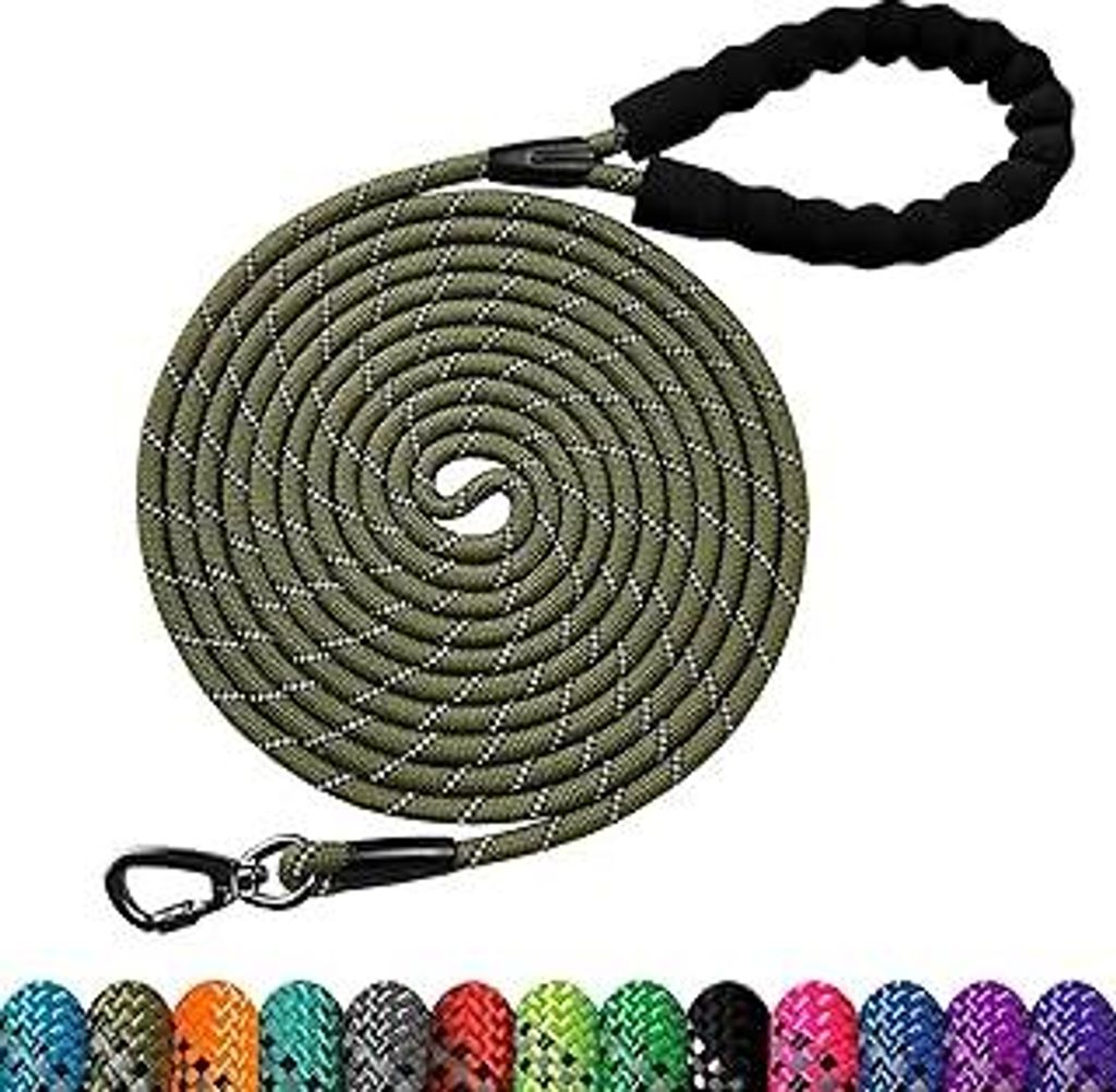 LOS ANDES Schleppleine für Hunde 5M 10M 15M Lang Hundeleine mit Abschließbarer Karabiner Reflektierende Trainingsleine mit Gepolstertem Griff Lau...