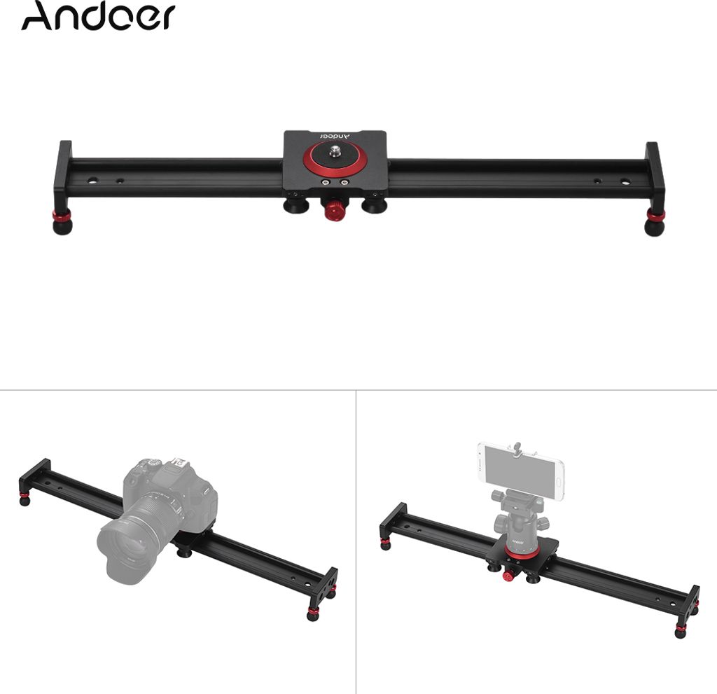 Andoer 50 cm / 20 zoll Aluminiumlegierung Kamera Track Slider Video Stabilizer Schiene fuer DSLR Kamera Camcorder DV Film Fotografie, laden bis zu ...