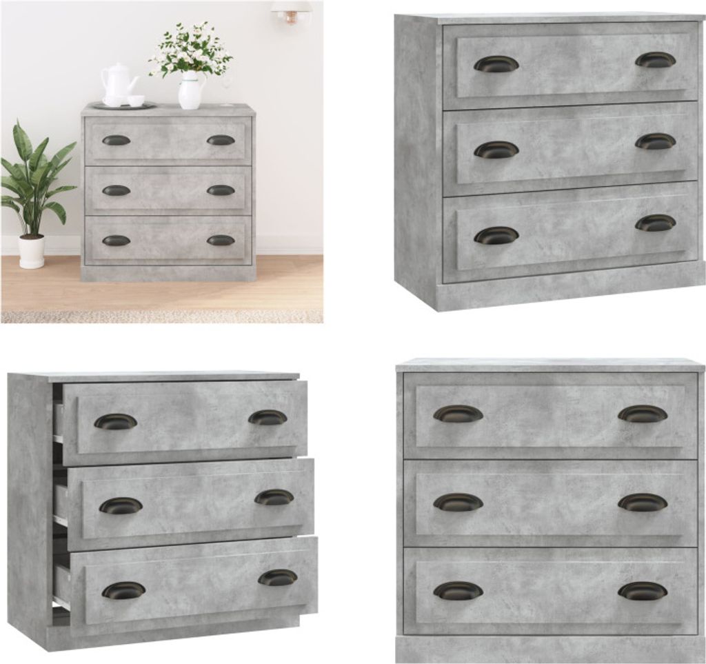 vidaXL Sideboard Betongrau 70x35,5x67,5 cm Holzwerkstoff - Sideboard - Sideboards - Schrank - Lagerschrank