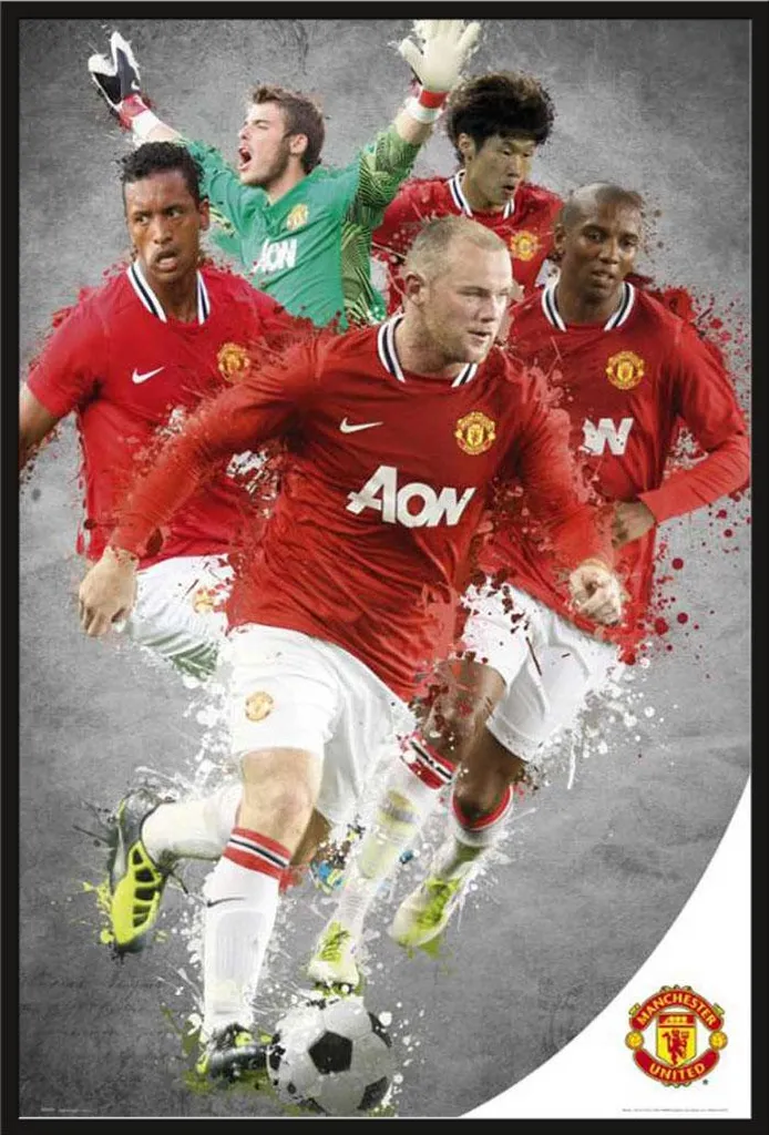 Affiche Manchester United 11/12 Shinsuke avec Cadre Noir 61x91,5 cm