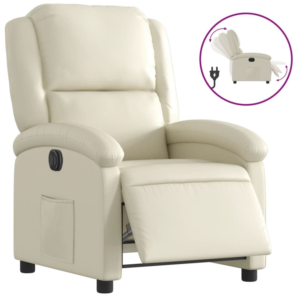 vidaXL Relaxsessel Elektrisch Creme Kunstleder