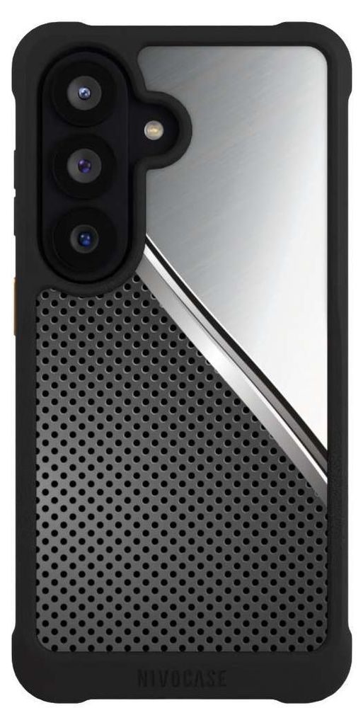 NIVOCASE Hülle für Samsung Galaxy S26 Stoßfeste Handyhülle NIVOmax Case Schwarz Carbon Metall Stahl