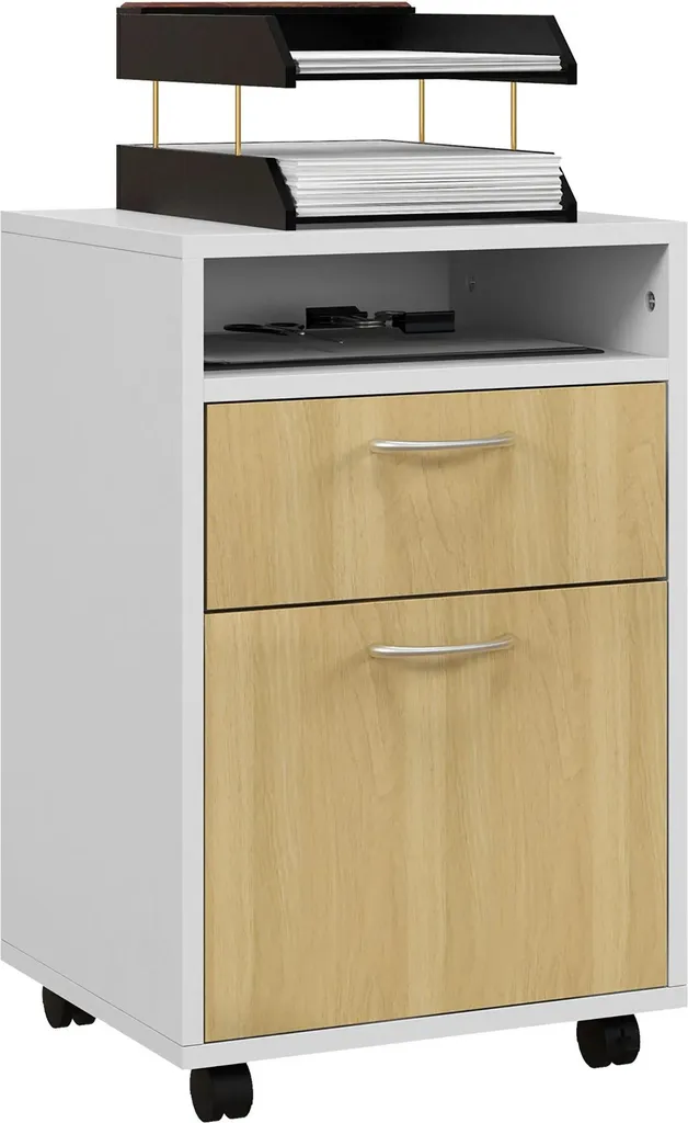 Caisson de rangement pour bureau de télétravail compact doré