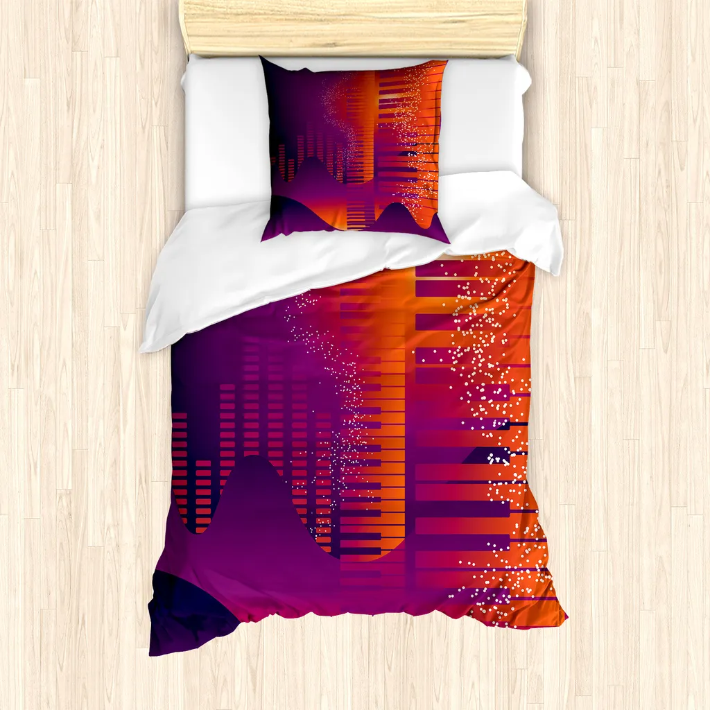 ABAKUHAUS Set copripiumino per letti singoli, motivo Volumes Bar, antiacaro, adatto a chi soffre di allergie, con federa, 135 cm x 200 cm - 80 x 80 cm, prugna e terra di Siena bruciata