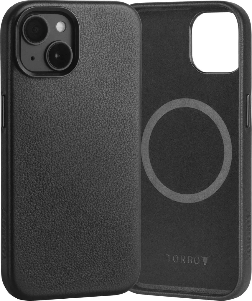Accessorio Business: Cover TORRO iPhone 15 Pelle Nera MagSafe