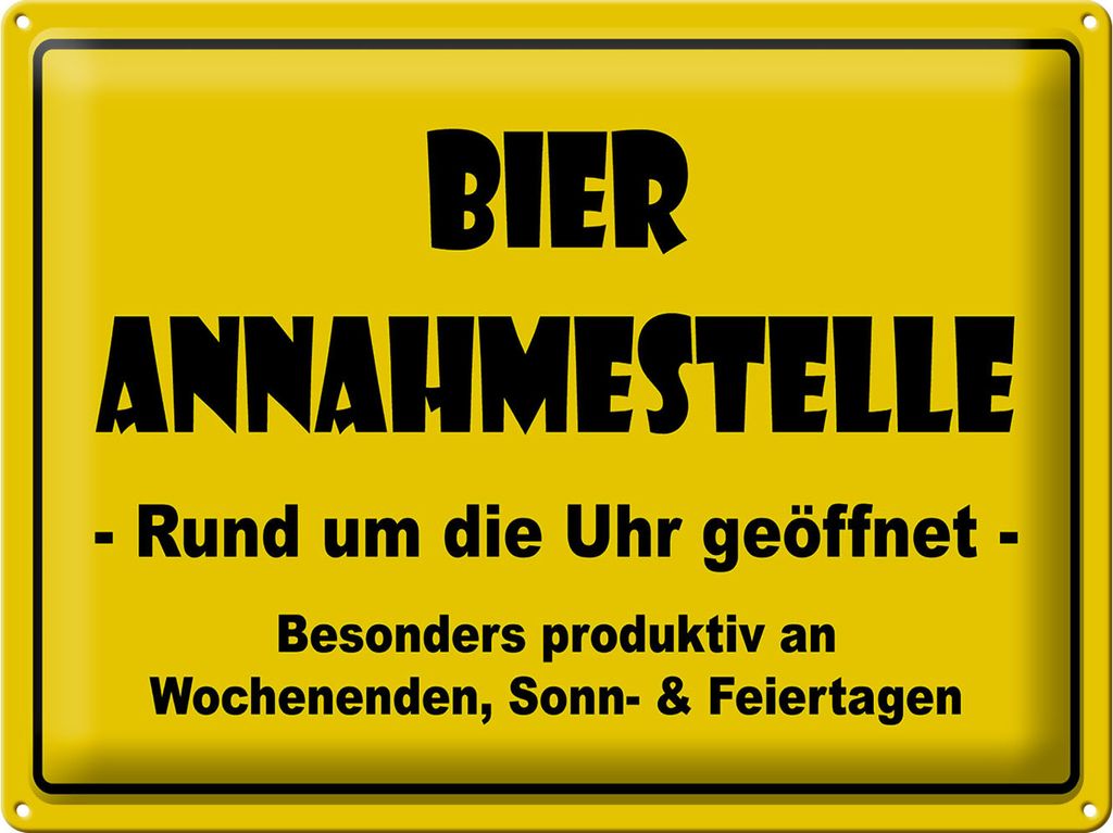 Blechschild Bier Annahmestelle, 40 x 30 cm, Blechschilder Spruch Alkohol