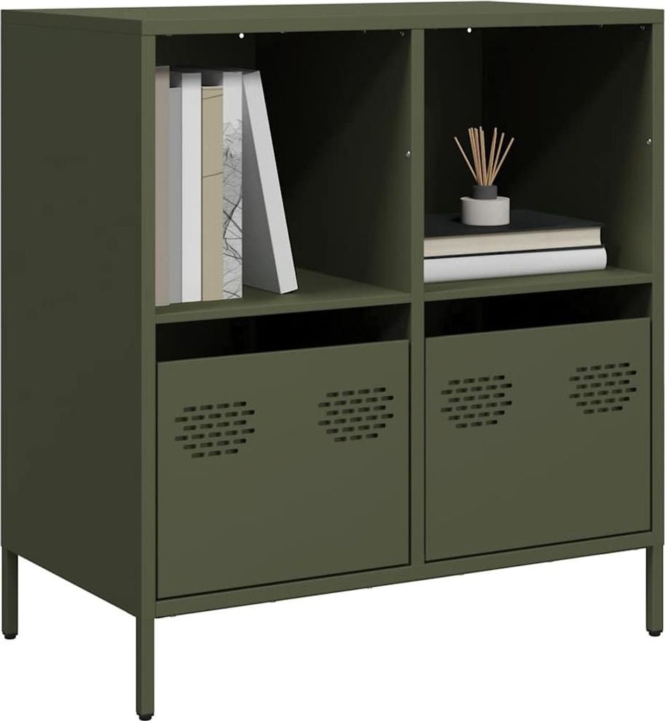 vidaXL Sideboard Olivgrün 68x39x73,5 cm Kaltgewalzter Stahl