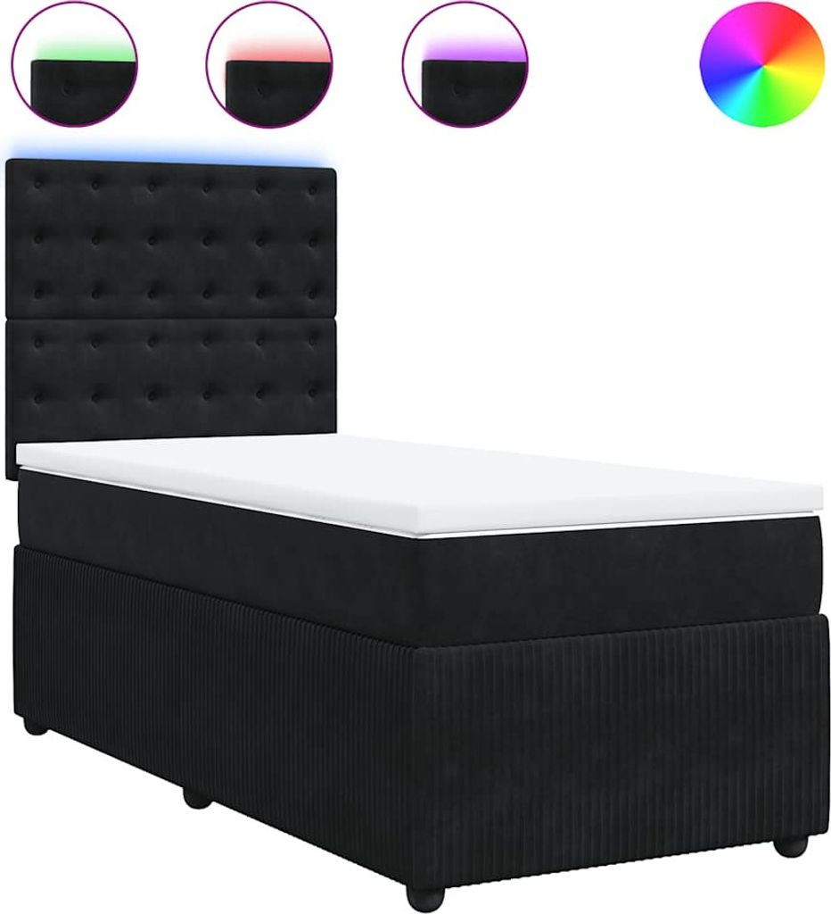 vidaXL Boxspringbett mit Matratze Schwarz 80x200 cm Samt